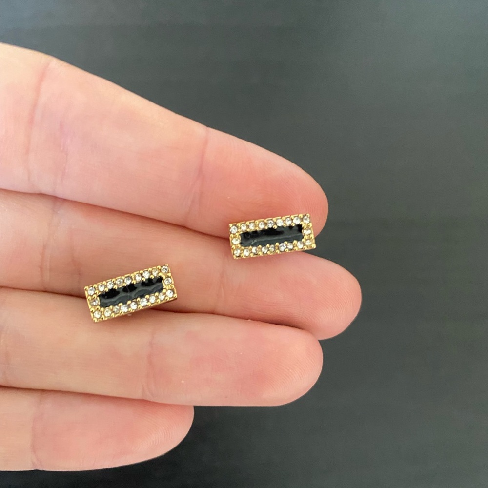 Kate spade black and white rectangle earrings